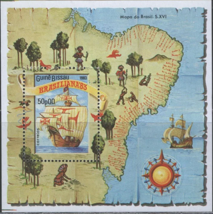 Гвинея Бисау - Парусник, карта(1983).