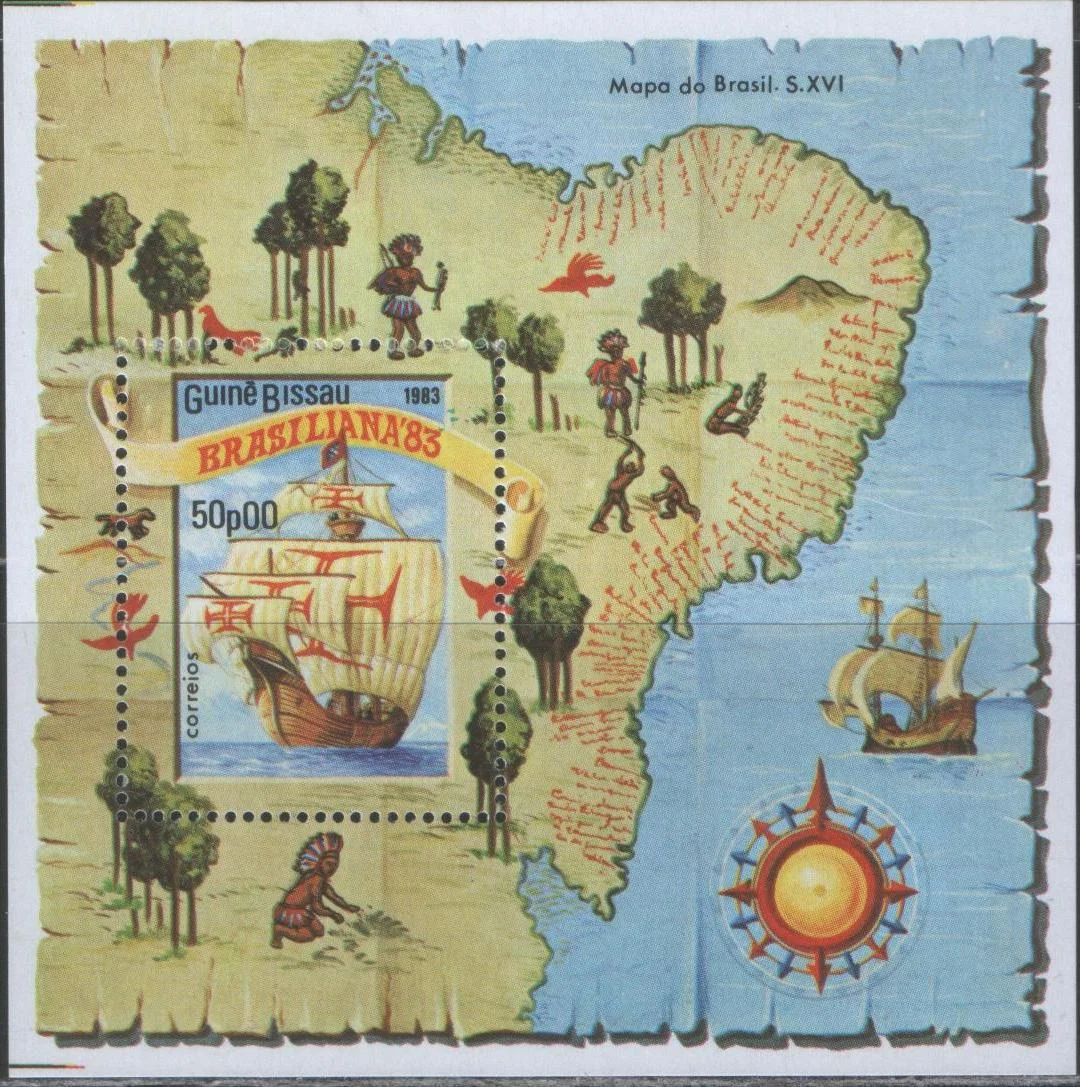 Гвинея Бисау - Парусник, карта(1983).