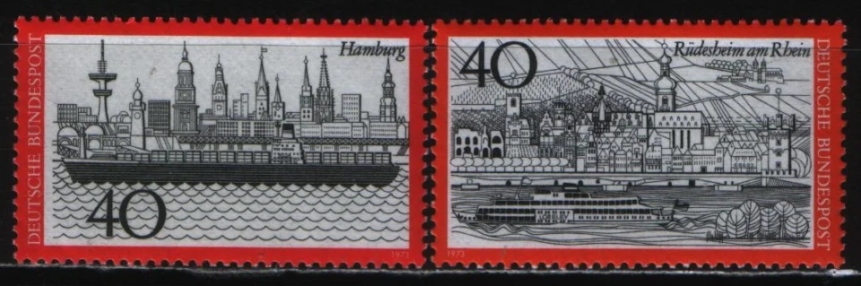 Германия - Города Гамбург и Рюдесхайм-на-Рейне(1973).