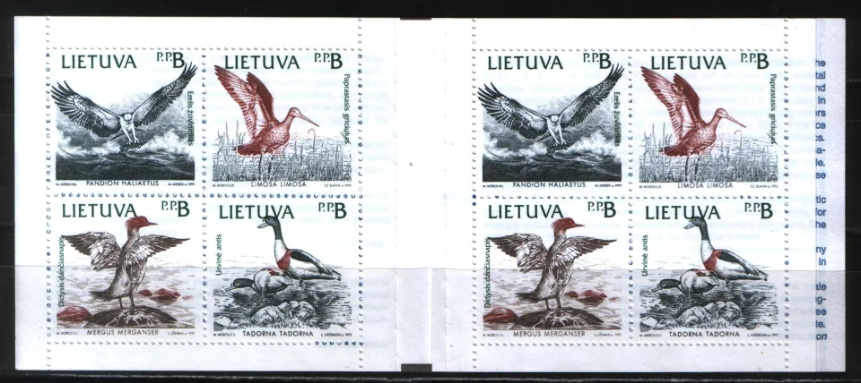 Литва - Птицы Балтии. Совместно с Латвией, Эстонией и Швецией. Буклет(1992).