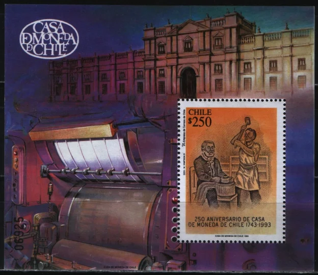 Чили - 250 лет национальным денежным знакам(1993).