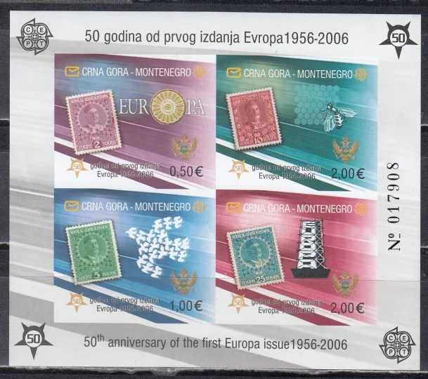 Монтенегро - 50 лет маркам Европа СЕПТ. Бл. №2Б(2006).