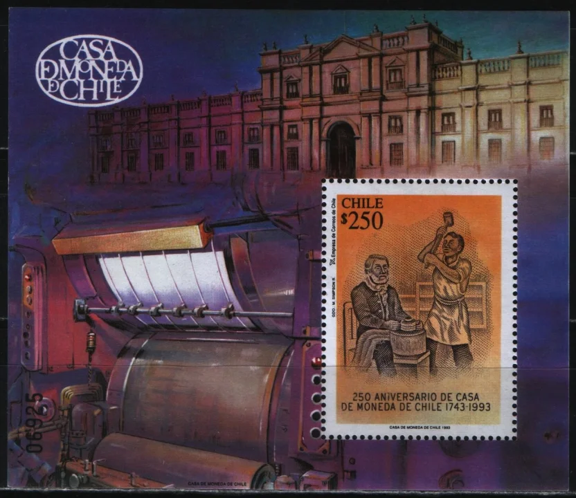 Чили - 250 лет национальным денежным знакам(1993).
