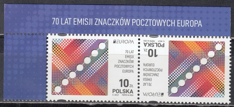 Польша - Европа СЕПТ 2026. 70 летие маркам Europa CEPT. Тет беш. Угол листа.