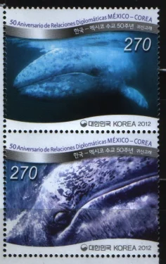 Корея - Морская фауна. Киты. Совместный выпуск с Мексикой(2012).