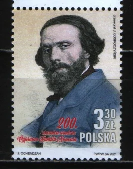 Польша - Польский поэт, драматург, прозаик, живописец Циприан Норвид(2021).