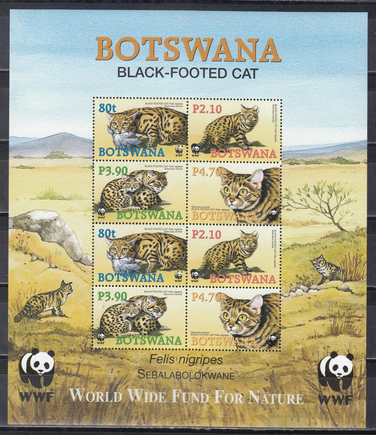 Ботсвана - WWF. Черноногая кошка. Малый лист(2005).