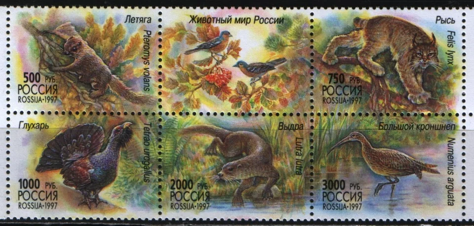 Россия - № 376 - 380. Фауна. Животный мир России. 1997.