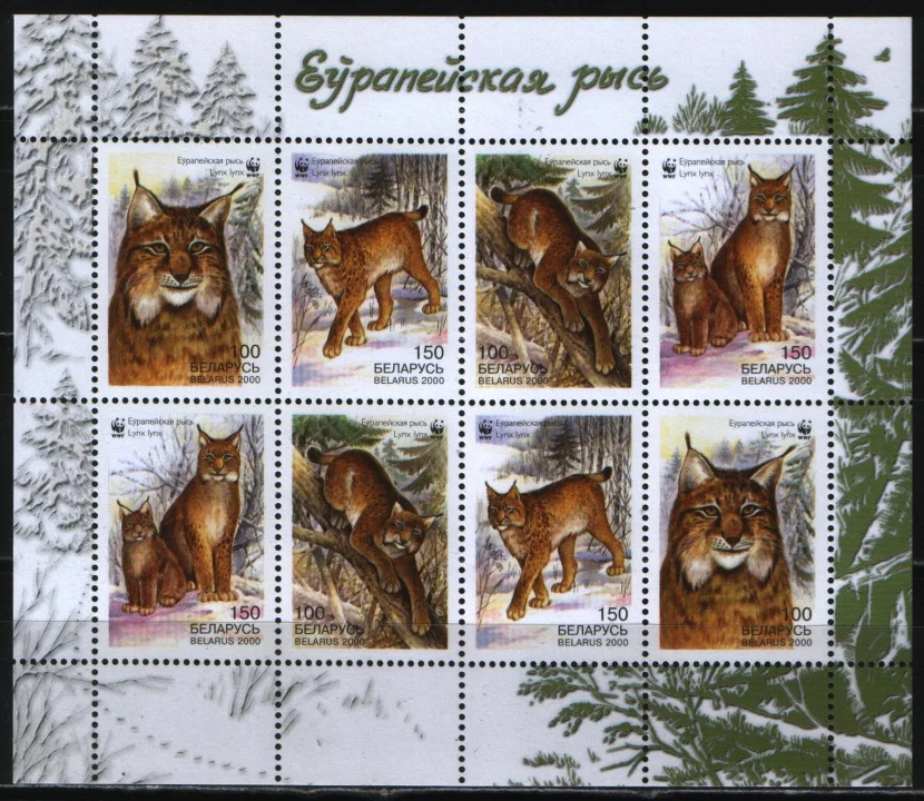 Беларусь - WWF. Европейская рысь. Малый лист(2000).