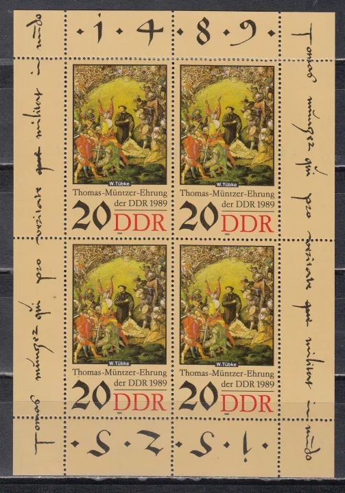 ГДР - 500-летие Томаса Мюнцера. Малый лист(1989).
