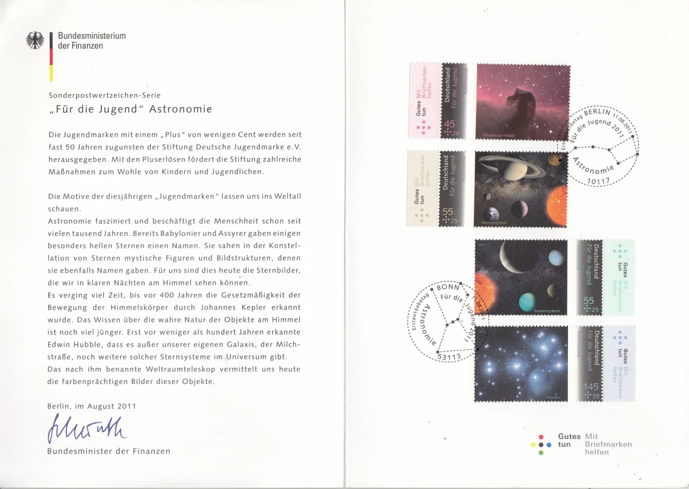 Германия - ETB(гашение первого дня). Астрономия(2011).