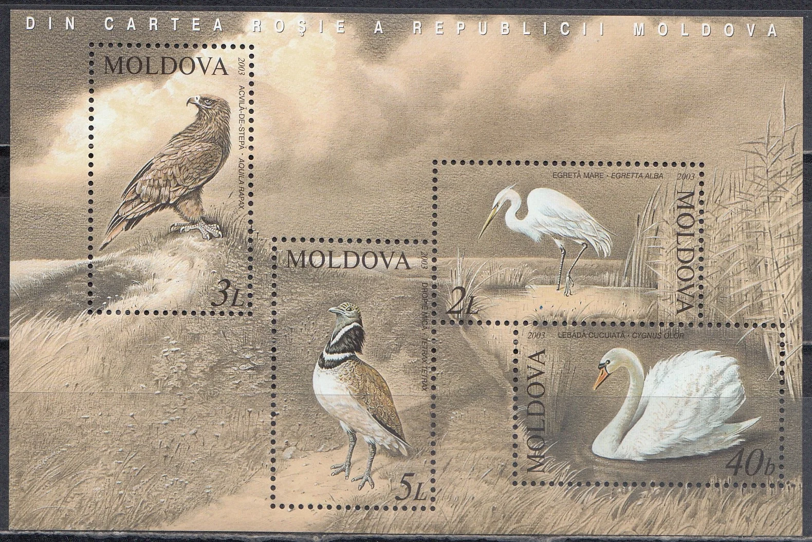 Молдова - Птицы из красной книги Молдовы. Блок(2003).