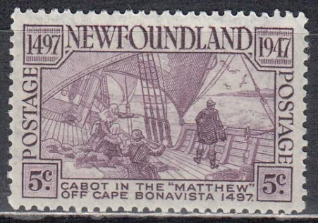 Ньюфа́ундле́нд - 450-летие открытия Ньюфаундленда. Парусник "MATTHEW"(1947).