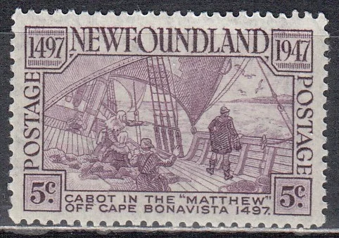 Ньюфа́ундле́нд - 450-летие открытия Ньюфаундленда. Парусник "MATTHEW"(1947).