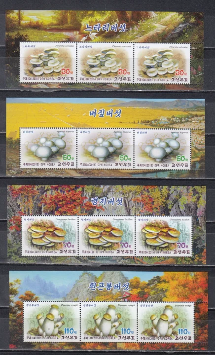 КНДР - Грибы. 4 блока(2015).