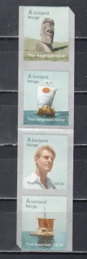 Норвегия - 100 лет со дня рождения Тура Хейердала. Парусные плоты Кон-Тики и Ра, остров Пасхи(2014).