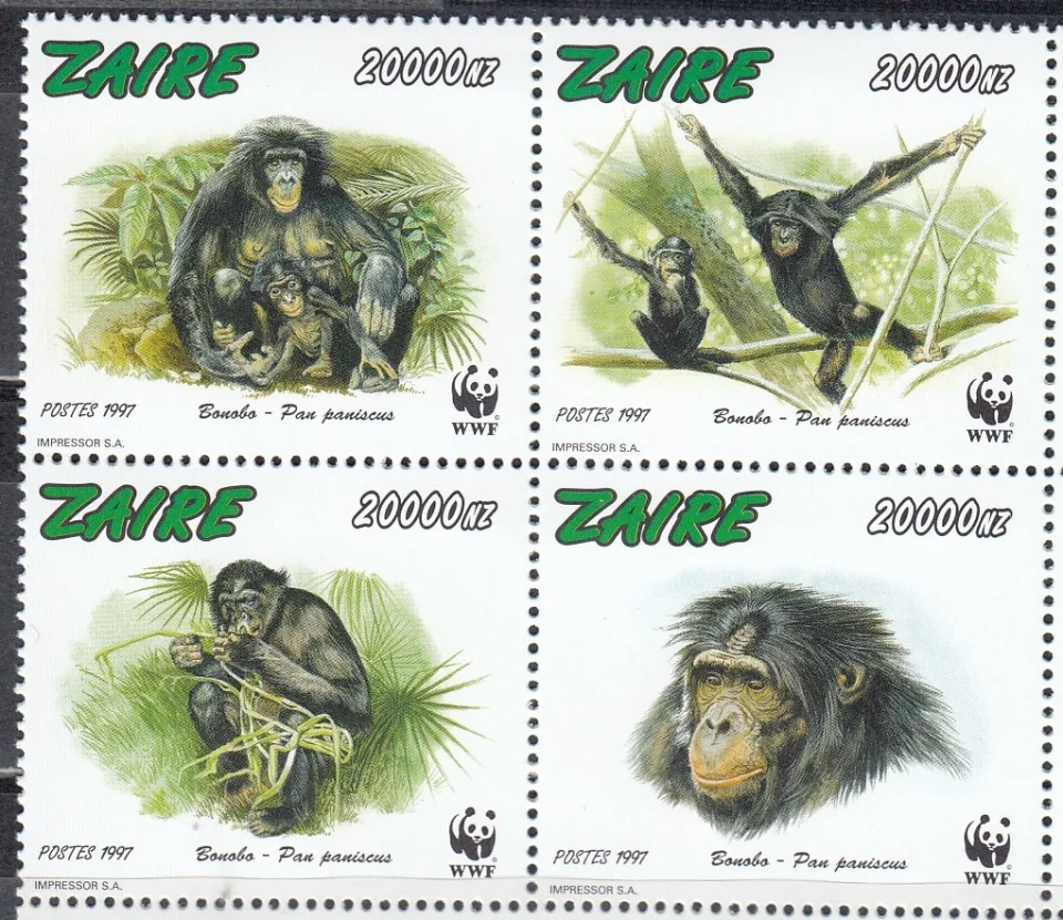 Заир - WWF. Обезьяны(1997).
