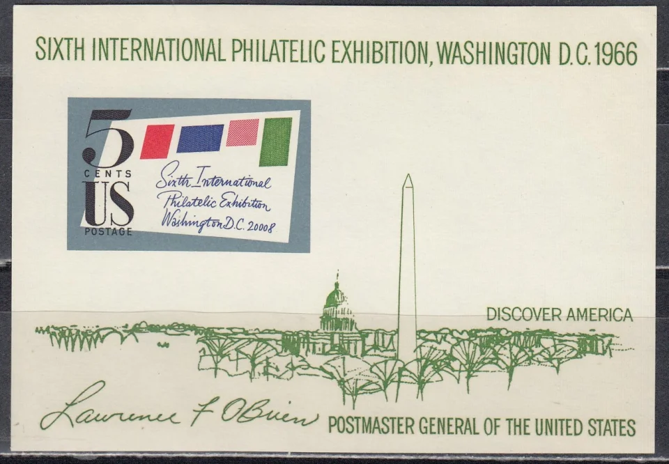 США - Шестая международная филателистическая выставка. Блок(1966).