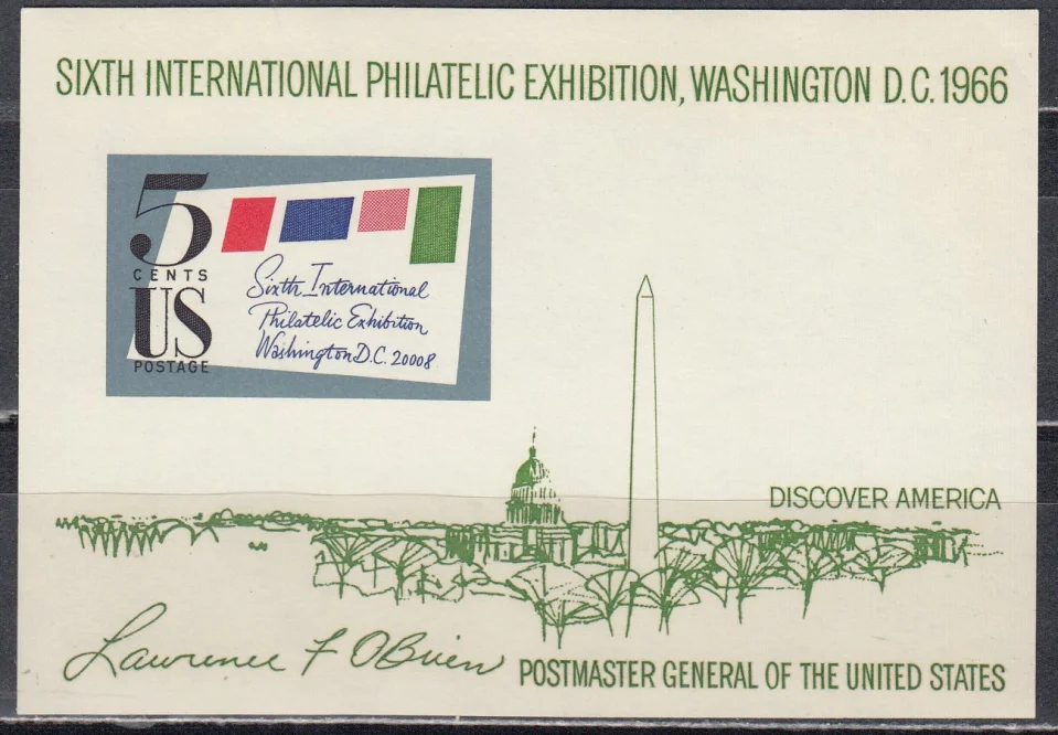 США - Шестая международная филателистическая выставка. Блок(1966).