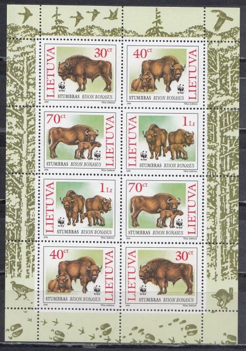 Литва - WWF Бизоны. Малый лист(1996).