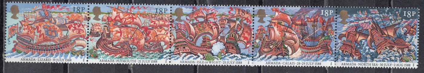 Англия -  400-летие Испанской Армады. Сцепка перегнута(1988).