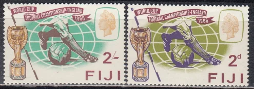 Фиджи - Футбол. ЧМ 1966. Следы наклеек.