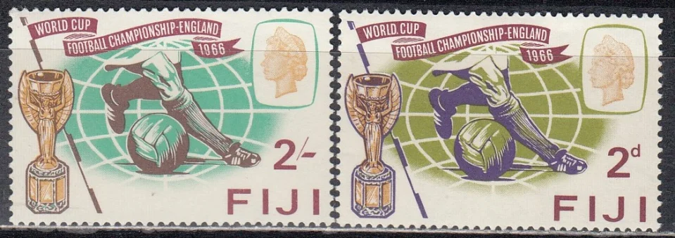 Фиджи - Футбол. ЧМ 1966. Следы наклеек.