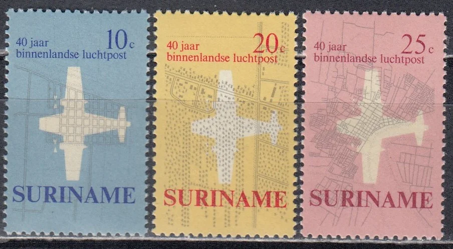 Суринам - 40-летие внутренних авиапочтовых рейсов(1970).