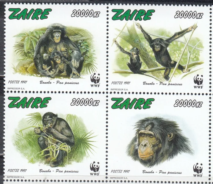 Заир - WWF. Обезьяны(1997).