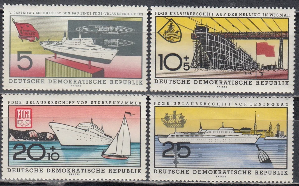 ГДР - Спуск на воду туристического судна т/х "Fritz Heckert"(1960).