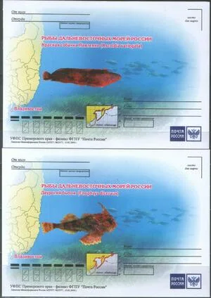 Россия - Рыбы Дальневосточных морей России. 4 ПК. 2019(2).