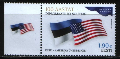 Эстония - 100 лет дип. отношениям Эстонии и США. Флаги(2022).