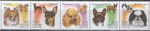 Россия - № 605 - 609. Фауна. Декоративные собаки. 2000 год.