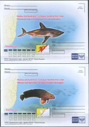 Россия - Рыбы Дальневосточных морей России. 4 ПК. 2018(2).