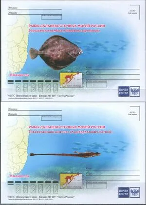 Россия - Рыбы Дальневосточных морей России. 4 ПК. 2019(4).